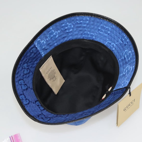 GUCCI GG Canvas Off The Grid Bucket Hat M Blue 627115 Auth am8448