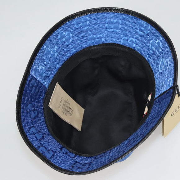 GUCCI GG Canvas Off The Grid Bucket Hat M Blue 627115 Auth am8448