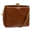 GUCCI Bamboo Shoulder Bag Leather Brown Gold Auth am8449-1