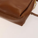 GUCCI Bamboo Shoulder Bag Leather Brown Gold Auth am8449-9