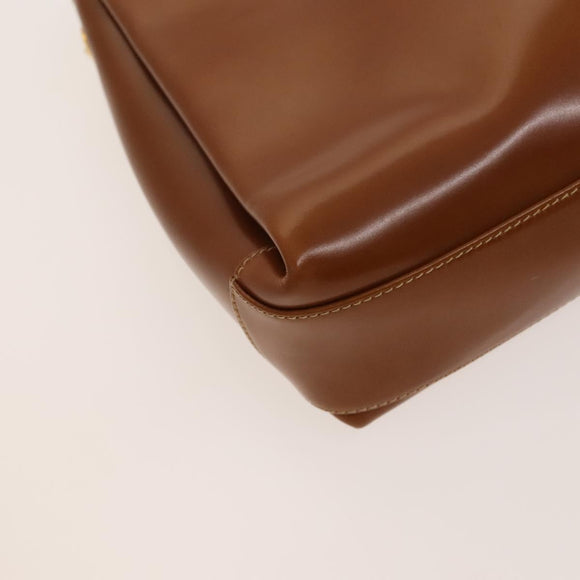 GUCCI Bamboo Shoulder Bag Leather Brown Gold Auth am8449