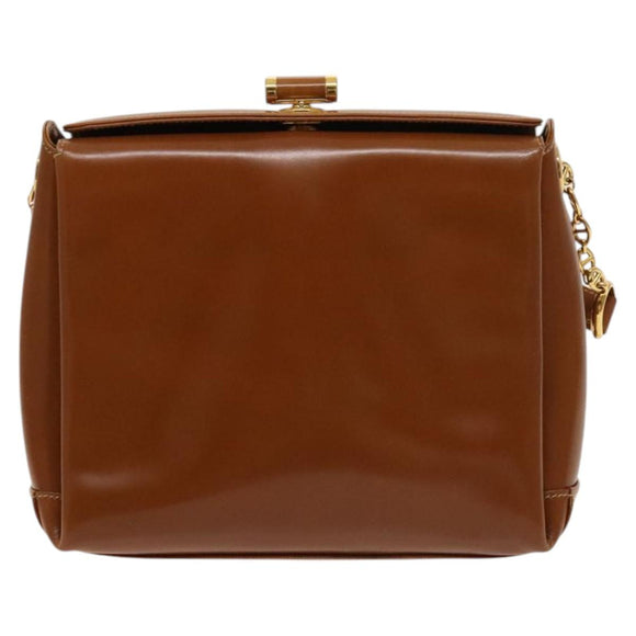 GUCCI Bamboo Shoulder Bag Leather Brown Gold Auth am8449