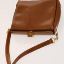 GUCCI Bamboo Shoulder Bag Leather Brown Gold Auth am8449-6