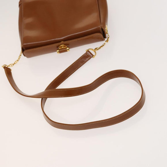 GUCCI Bamboo Shoulder Bag Leather Brown Gold Auth am8449