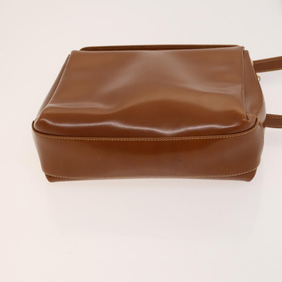 GUCCI Bamboo Shoulder Bag Leather Brown Gold Auth am8449