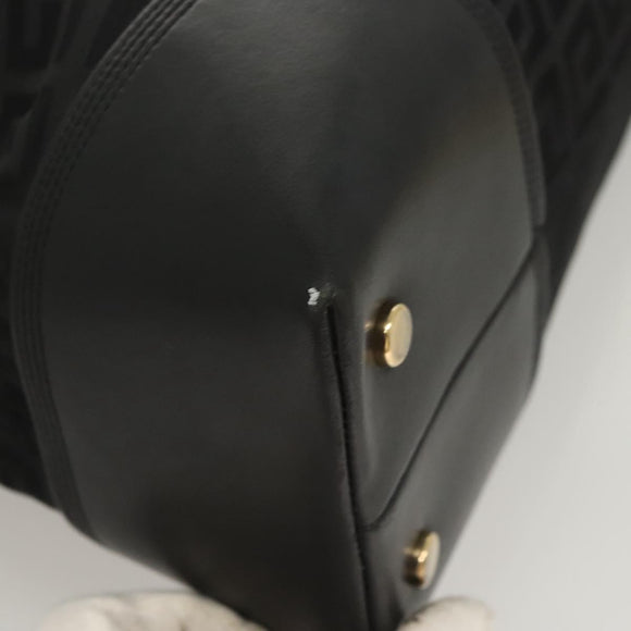GIVENCHY Tote Bag Canvas Black Gold Auth am8454