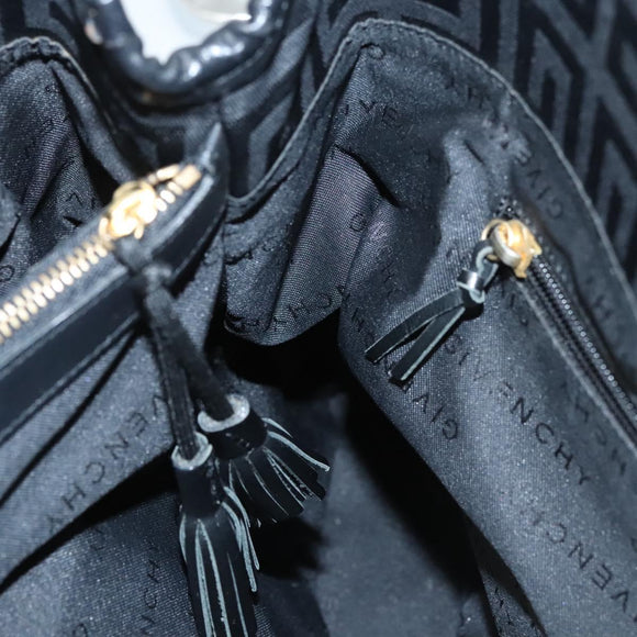GIVENCHY Tote Bag Canvas Black Gold Auth am8454