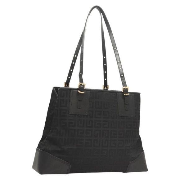 GIVENCHY Tote Bag Canvas Black Gold Auth am8454