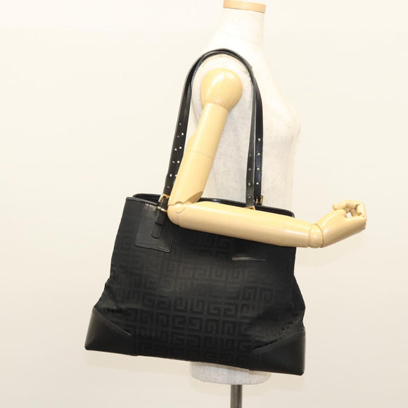GIVENCHY Tote Bag Canvas Black Gold Auth am8454