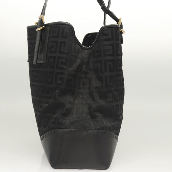 GIVENCHY Tote Bag Canvas Black Gold Auth am8454