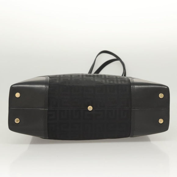 GIVENCHY Tote Bag Canvas Black Gold Auth am8454