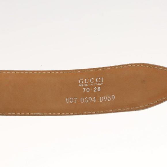 GUCCI Belt Leather 26.4""-28.1"" White Silver 037 0394 0959 Auth am8458