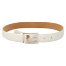 GUCCI Belt Leather 26.4""-28.1"" White Silver 037 0394 0959 Auth am8458-2
