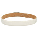 GUCCI Belt Leather 26.4""-28.1"" White Silver 037 0394 0959 Auth am8458-3