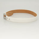 GUCCI Belt Leather 26.4""-28.1"" White Silver 037 0394 0959 Auth am8458-4