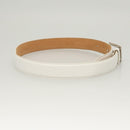 GUCCI Belt Leather 26.4""-28.1"" White Silver 037 0394 0959 Auth am8458-5