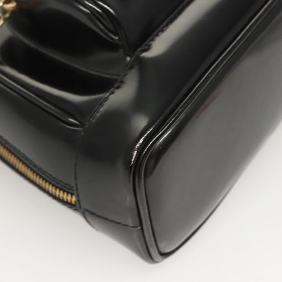 GUCCI Bamboo Shoulder Bag Enamel Black Gold 007 2113 0127 Auth am8459