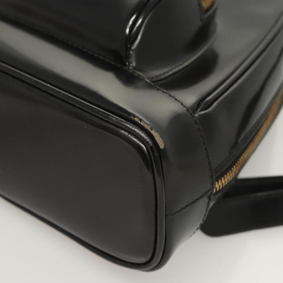 GUCCI Bamboo Shoulder Bag Enamel Black Gold 007 2113 0127 Auth am8459