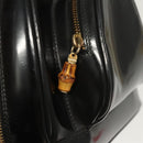 GUCCI Bamboo Shoulder Bag Enamel Black Gold 007 2113 0127 Auth am8459-18