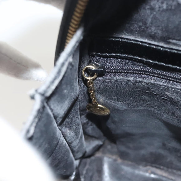 GUCCI Bamboo Shoulder Bag Enamel Black Gold 007 2113 0127 Auth am8459