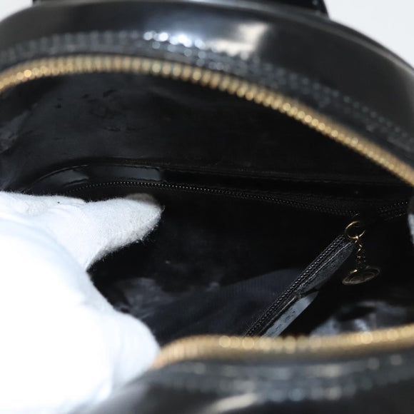 GUCCI Bamboo Shoulder Bag Enamel Black Gold 007 2113 0127 Auth am8459