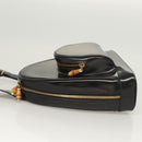 GUCCI Bamboo Shoulder Bag Enamel Black Gold 007 2113 0127 Auth am8459-4