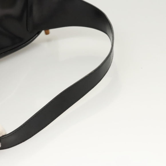 GUCCI Bamboo Shoulder Bag Enamel Black Gold 007 2113 0127 Auth am8459