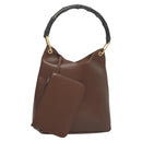 GUCCI Bamboo Shoulder Bag Leather Brown Gold 001 1880 Auth am8464-1