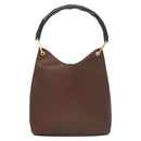 GUCCI Bamboo Shoulder Bag Leather Brown Gold 001 1880 Auth am8464-13