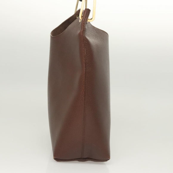 GUCCI Bamboo Shoulder Bag Leather Brown Gold 001 1880 Auth am8464