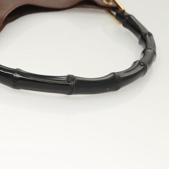 GUCCI Bamboo Shoulder Bag Leather Brown Gold 001 1880 Auth am8464