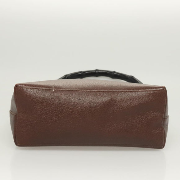 GUCCI Bamboo Shoulder Bag Leather Brown Gold 001 1880 Auth am8464