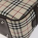BURBERRY Nova Check Hand Bag Canvas Beige Silver Auth am8470-9