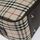 BURBERRY Nova Check Hand Bag Canvas Beige Silver Auth am8470-14