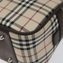 BURBERRY Nova Check Hand Bag Canvas Beige Silver Auth am8470-15
