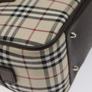BURBERRY Nova Check Hand Bag Canvas Beige Silver Auth am8470-16