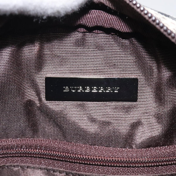BURBERRY Nova Check Hand Bag Canvas Beige Silver Auth am8470