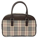 BURBERRY Nova Check Hand Bag Canvas Beige Silver Auth am8470-13