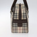 BURBERRY Nova Check Hand Bag Canvas Beige Silver Auth am8470-4