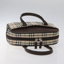 BURBERRY Nova Check Hand Bag Canvas Beige Silver Auth am8470-6