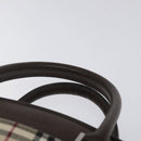BURBERRY Nova Check Hand Bag Canvas Beige Silver Auth am8470-8