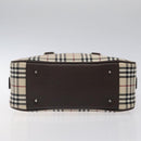 BURBERRY Nova Check Hand Bag Canvas Beige Silver Auth am8470-5