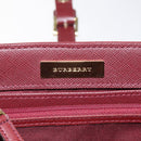 BURBERRY Nova Check Hand Bag Canvas Beige Wine Red gold Auth am8471-11