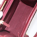 BURBERRY Nova Check Hand Bag Canvas Beige Wine Red gold Auth am8471-12