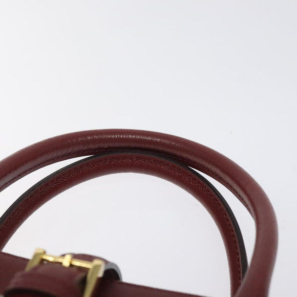 BURBERRY Nova Check Hand Bag Canvas Beige Wine Red gold Auth am8471