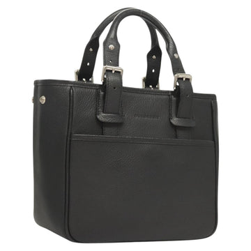 BURBERRY Hand Bag Leather Black Silver Auth am8474