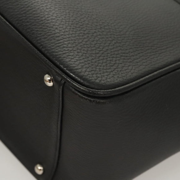 BURBERRY Hand Bag Leather Black Silver Auth am8474