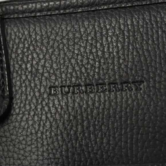 BURBERRY Hand Bag Leather Black Silver Auth am8474