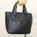 BURBERRY Hand Bag Leather Black Silver Auth am8474-21
