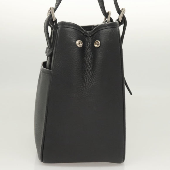 BURBERRY Hand Bag Leather Black Silver Auth am8474